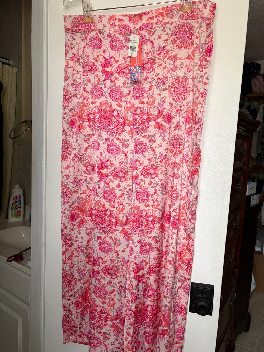 LuLaRoe Pink Floral Wide-Leg Pants